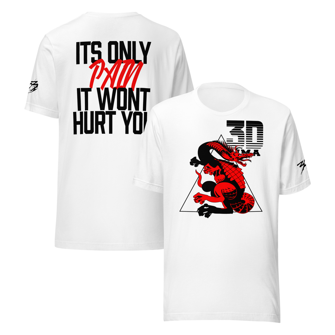 The 3D MMA Tee Line: White, Gray, Red, and Black