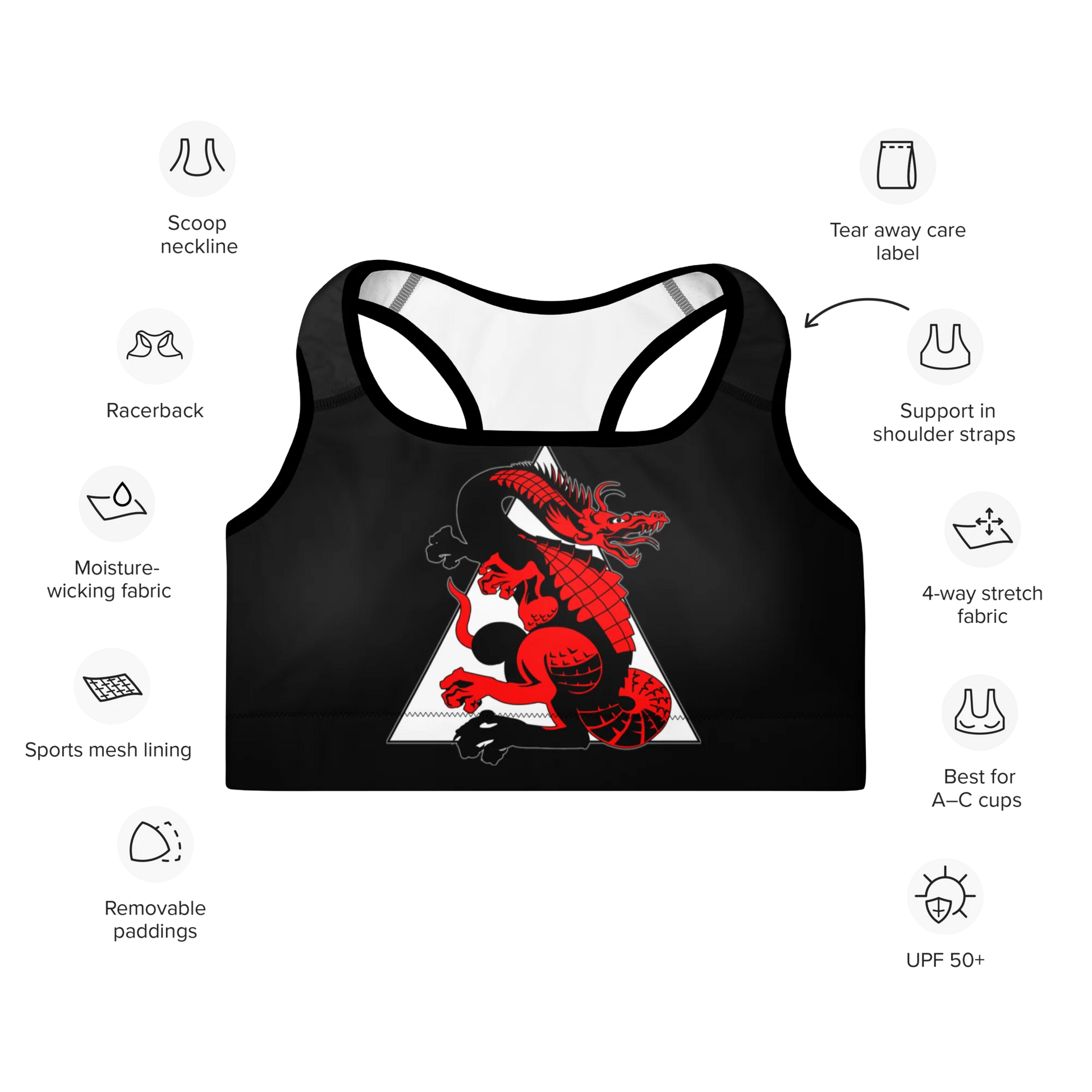 Team 3D Martial Arts Sports Bra, women's athletic wear, supportive sports bra, martial arts training gear, female athletes, comfortable sports bra, stylish workout clothes, high-performance sports bra, team 3D logo, fitness apparel for women, durable sports bra, gym essentials, training with confidence.