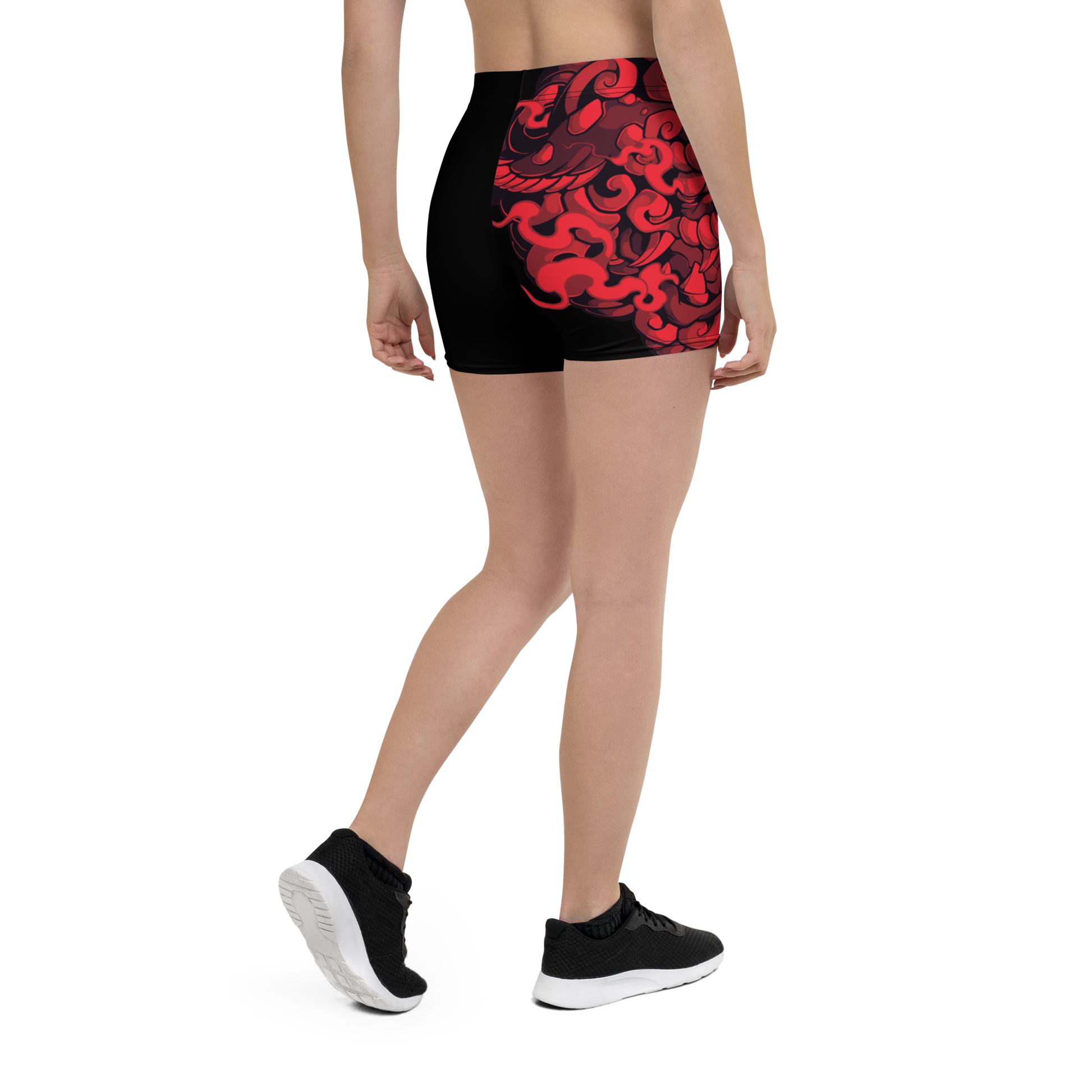 women's active wear, sports shorts, Team 3D MMA, Fu Dog design, MMA shorts, training apparel, workout shorts, athletic wear, gym essentials, martial arts gear, fitness clothing, high-performance shorts, durable sportswear, flexible shorts, comfortable active wear