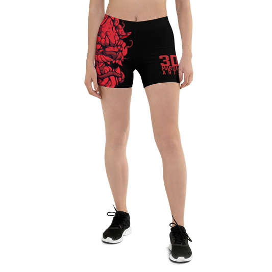 women's active wear, sports shorts, Team 3D MMA, Fu Dog design, MMA shorts, training apparel, workout shorts, athletic wear, gym essentials, martial arts gear, fitness clothing, high-performance shorts, durable sportswear, flexible shorts, comfortable active wear