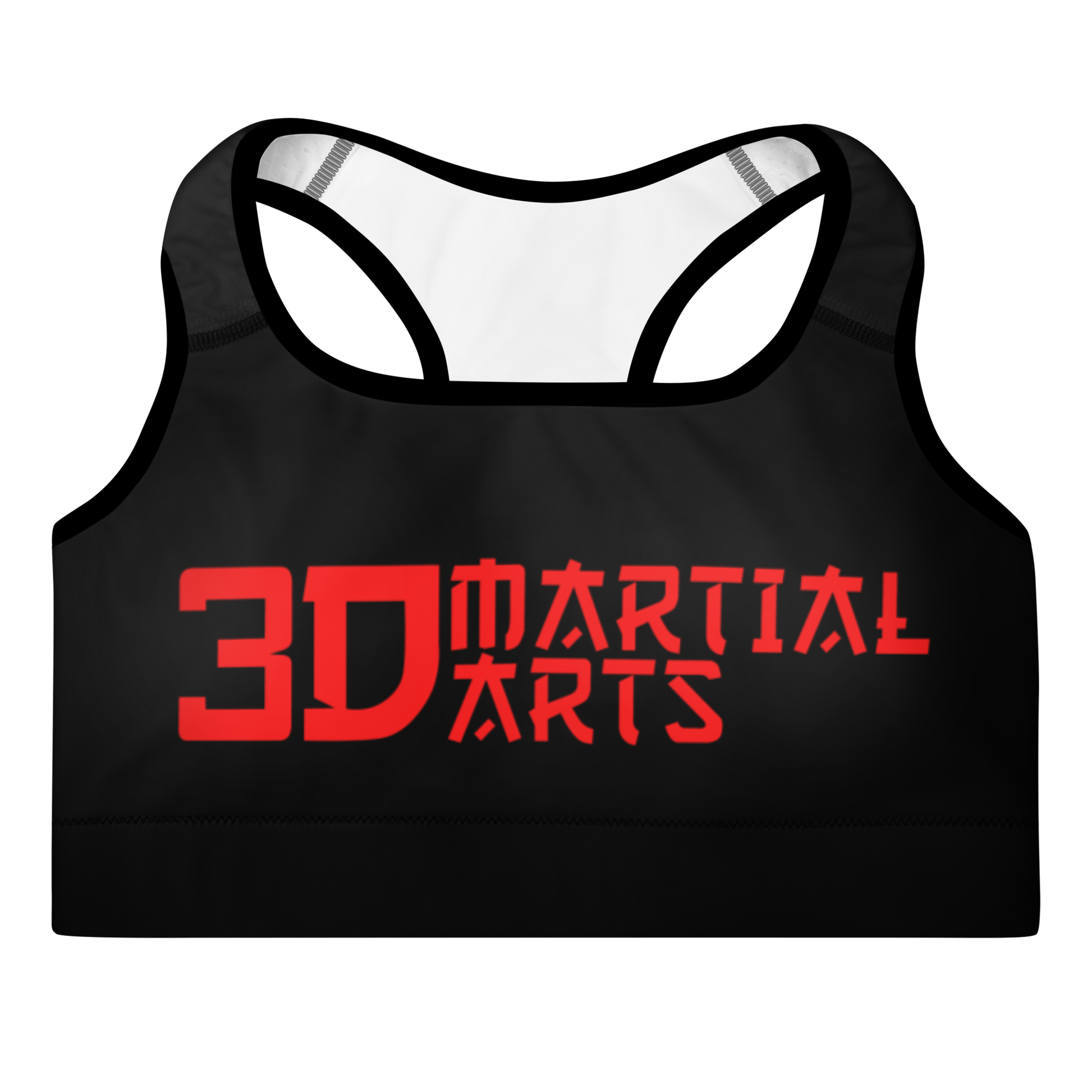 Team 3D Martial Arts Sports Bra, women's athletic wear, supportive sports bra, martial arts training gear, female athletes, comfortable sports bra, stylish workout clothes, high-performance sports bra, team 3D logo, fitness apparel for women, durable sports bra, gym essentials, training with confidence.